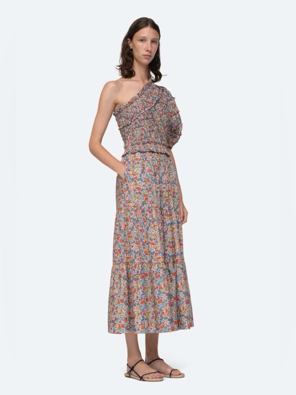 NWT Sea New York Hanna Liberty One-Shoulder Midi Dress in Multi-Color Floral - Picture 7 of 12
